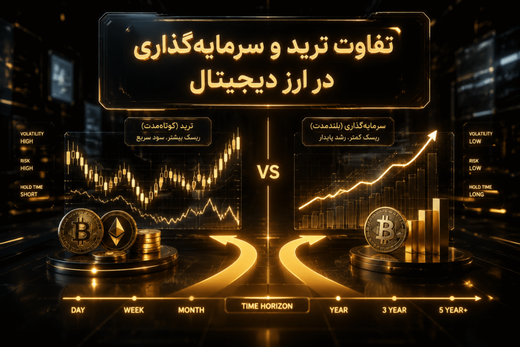 تفاوت ترید و سرمایه گذاری در ارز دیجیتال